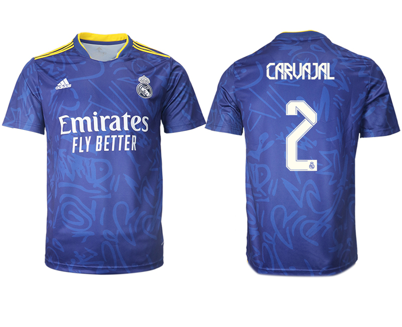Men 2021-2022 Club Real Madrid away aaa version blue #2 Soccer Jersey